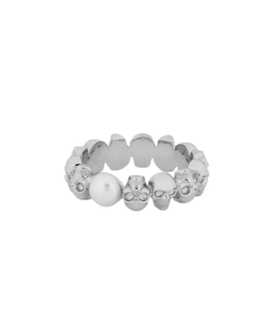 McQueen Black Tone Skull Motif Pearl Band for men