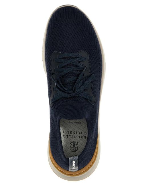 Brunello Cucinelli Blue Knitted Sneakers for men