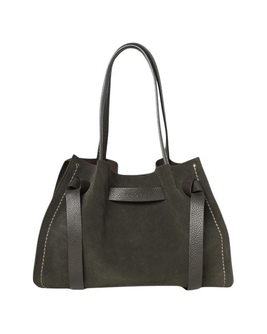 VISONA Black Vittoria Suede Tote Bag