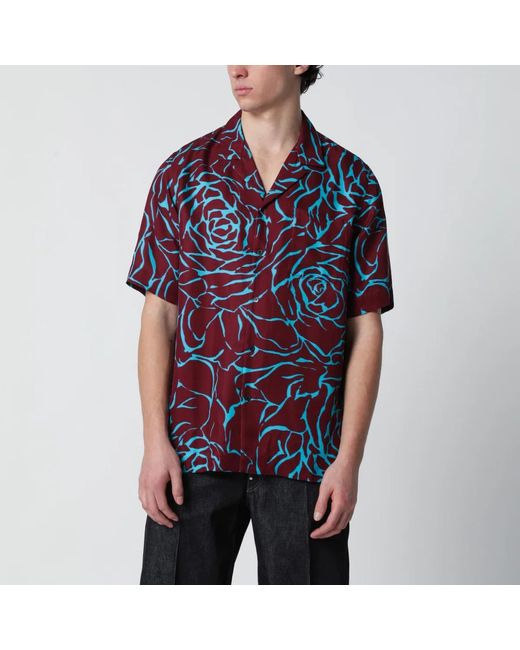 Dries Van Noten Black Shirt With Archive Rose Print for men