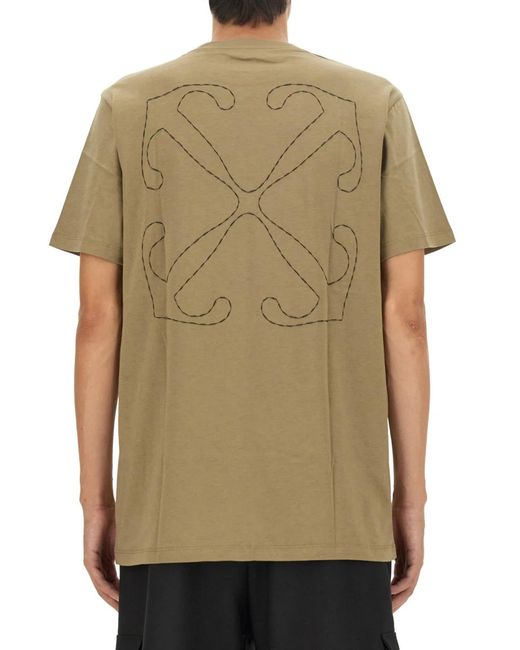 Off-White c/o Virgil Abloh Green T Shirt With Arrow Embroidery for men