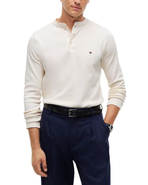Tommy Hilfiger White Slim Long Sleeve Henley T-Shirt for men