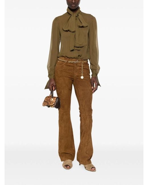 Saint Laurent Green Long-Sleeves Blouse