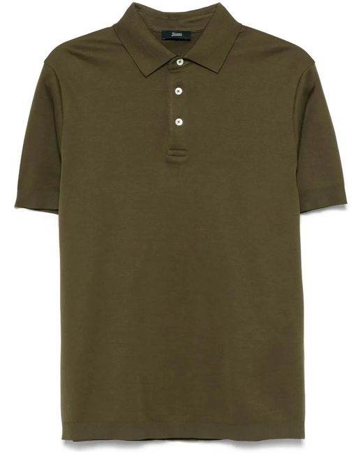 Herno Green Knitted Polo Shirt for men