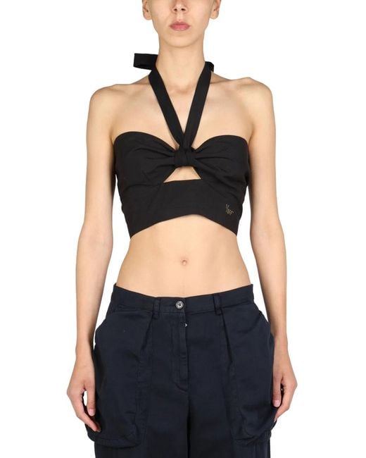 1/OFF Black Top With Crossed Straps