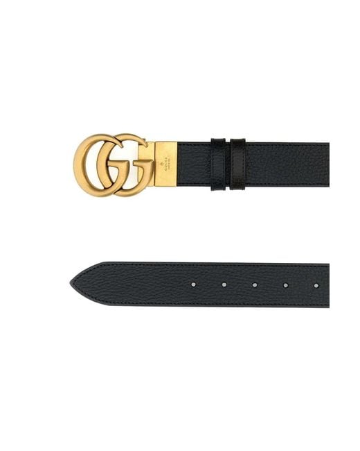 Gucci Black Leather Reversible Gg Belt for men