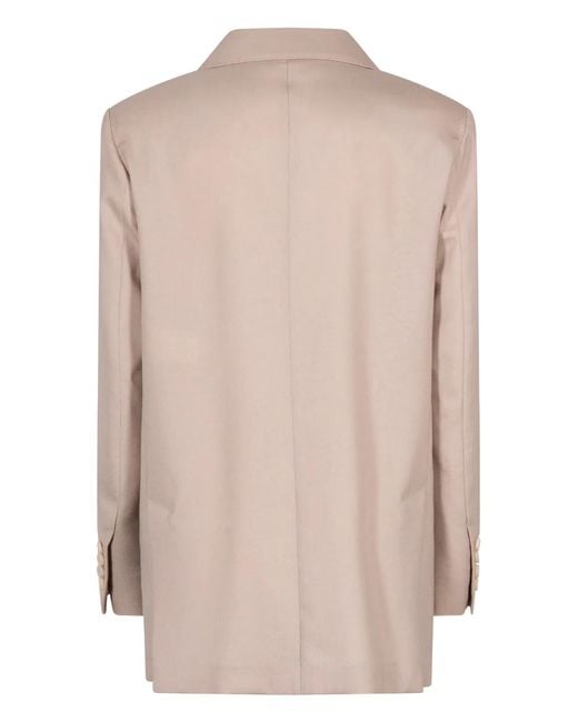 Max Mara Natural Double-Breasted Wool Blend Blazer