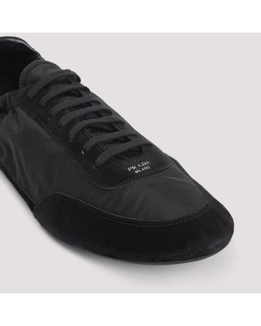 Prada Black Nylon And Suede Sneakers for men