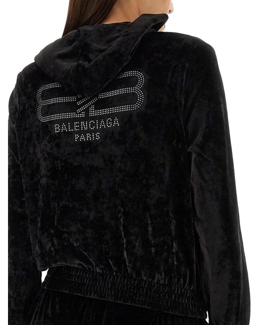 Balenciaga Black Bb Paris Zippered Sweatshirt