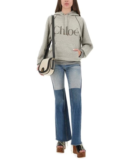 Chloé Gray Oversized Logo Hoodie