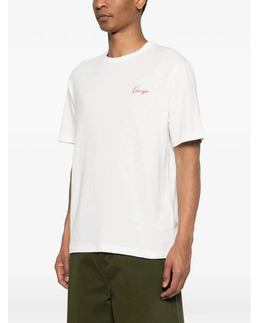 KENZO White "Gots Archive Rose Outlined" Classic T-Shirt for men