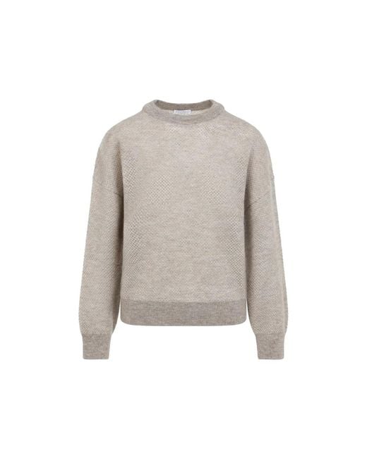 Brunello Cucinelli Gray Mohair Polyamide Wool Metallic T-Shirt
