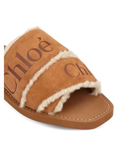 Chloé Brown Woody Slides