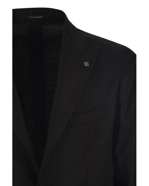 Tagliatore Black Two-Button Wool Jacket for men