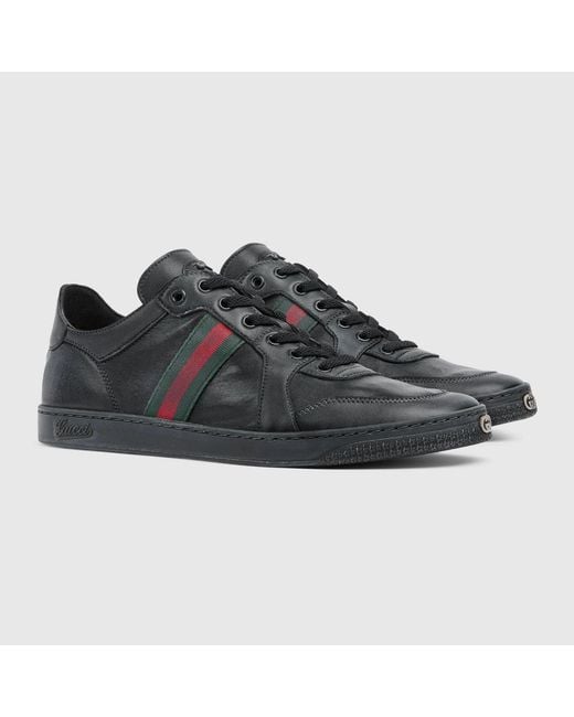 Gucci Black Stretch Leather Effect Sneaker for men