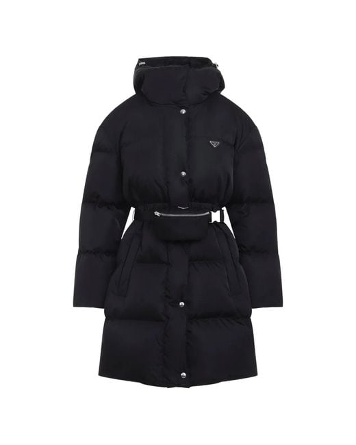 Prada Blue Belted Padded Coat