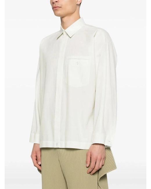 HOMME PLISSÉ White Homme Plisse Issey Miyake Long-Sleeve Boxy Shirt for men