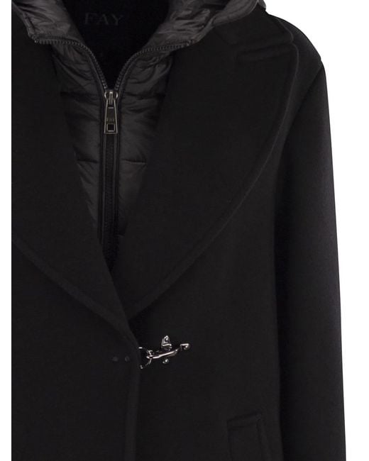 Fay Black Double Front Coat