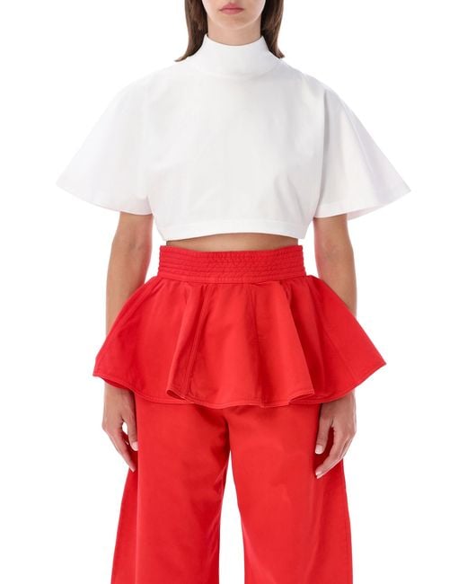 Alaïa Red Alaia Highneck Tshirt Cotton Jersey