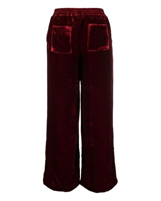 Gold Hawk Red Velvet Wide-Leg Trousers