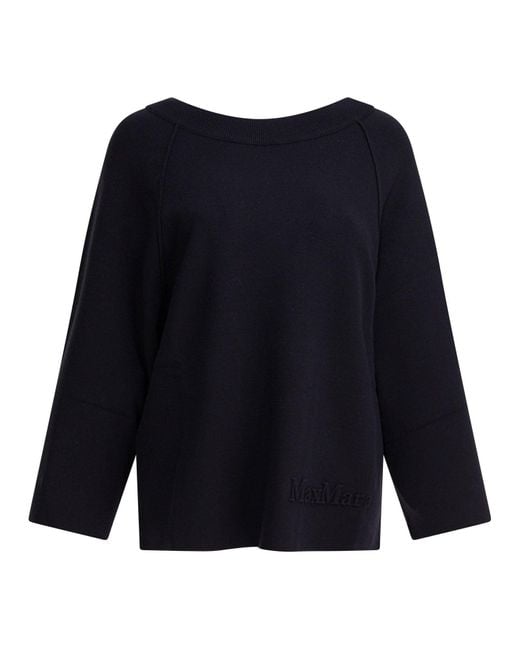 Max Mara Blue Viscose And Wool Over Sweater