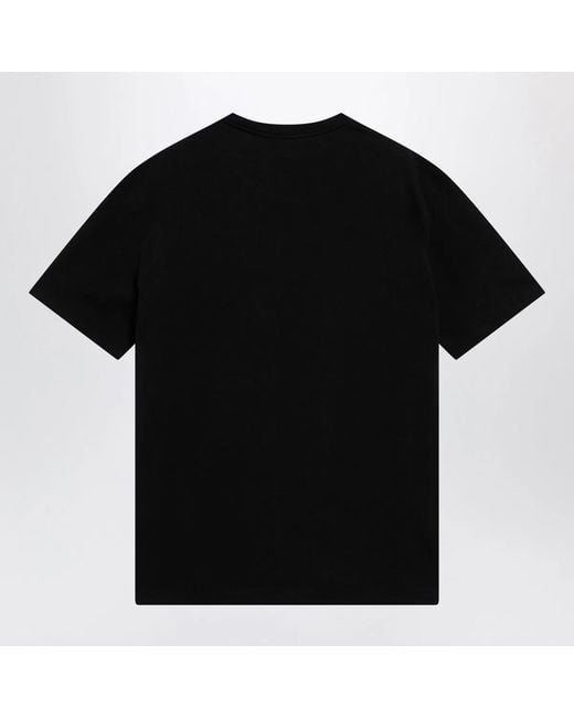 Valentino Black Cotton T-Shirt With Vlogo Embroidery for men