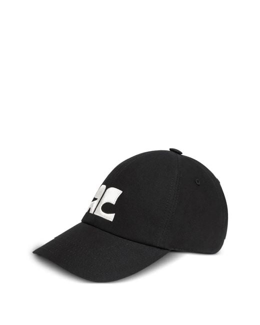 Courreges Black Courregès Ac Logo Cotton Cap