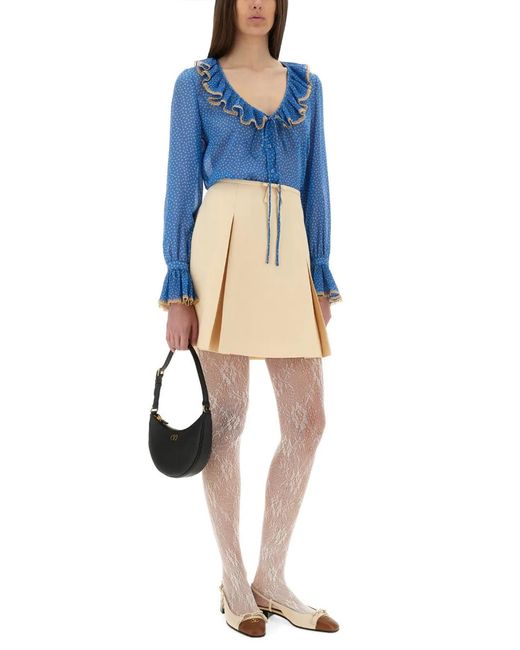 Valentino Garavani Blue Silk Blouse