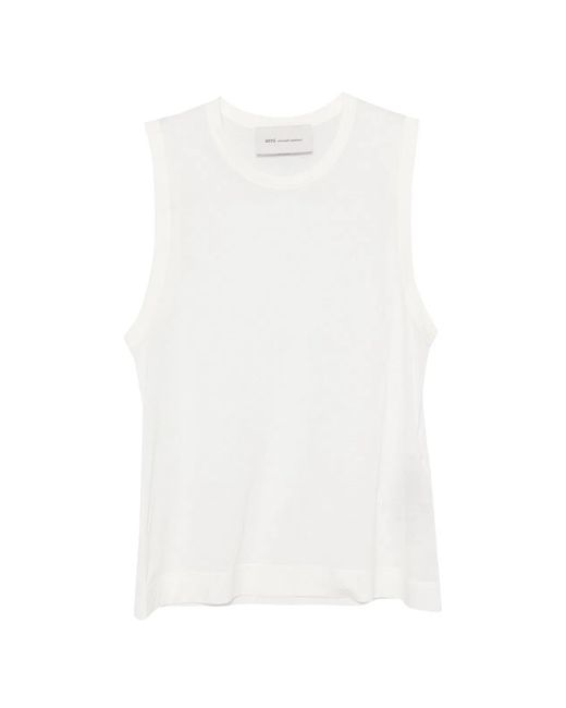 AMI White Cream Cotton Ami Coeur Tank Top