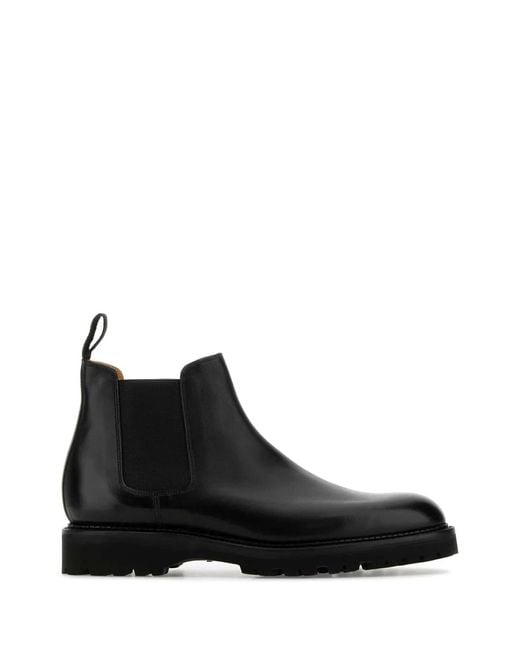 John Lobb Black Leather Lawry Ankle Boots for men