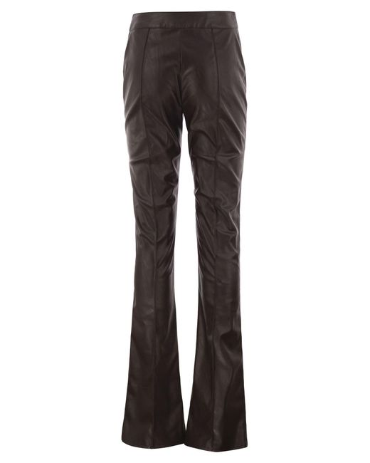 Elisabetta Franchi Gray Faux Leather-Effect Flared Trousers