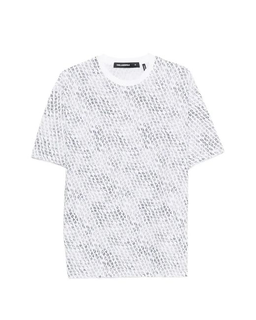 Karl Lagerfeld White Logo-Pattern T-Shirt for men