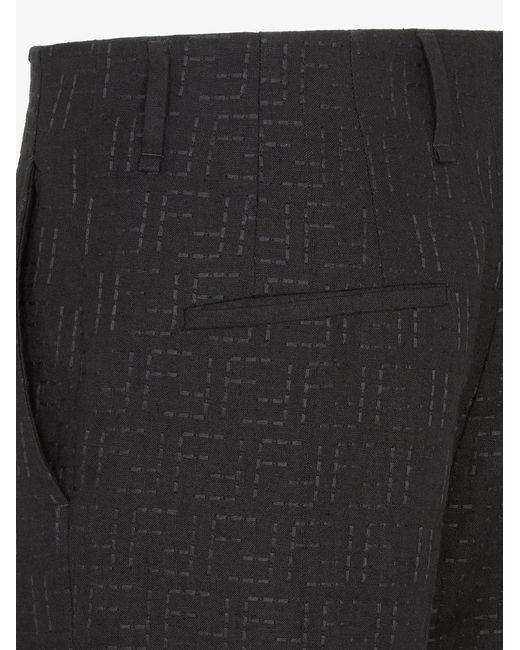 Fendi Black Linen Cotton Trousers for men