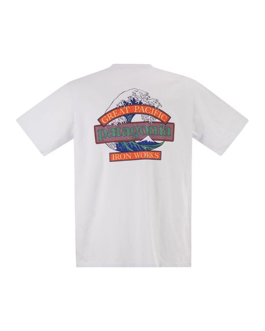 Patagonia White T-Shirt With Logo And Print On The Back for men