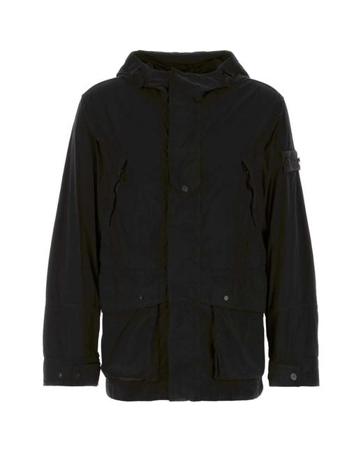 Stone Island Black Nylon Parka for men