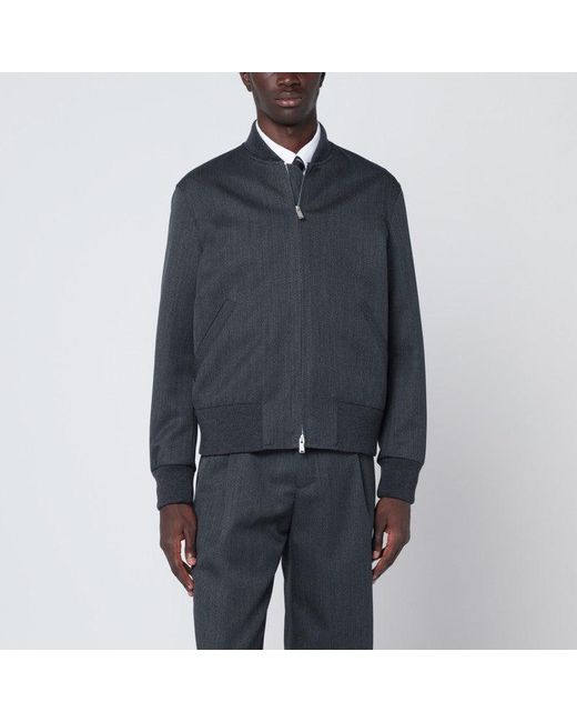 Lardini Blue Wool Zip Bomber for men