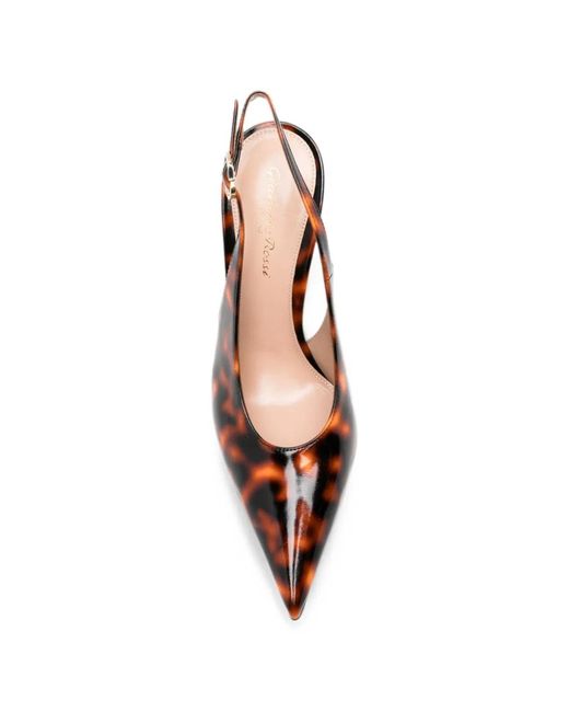 Gianvito Rossi Brown Sofia Leather Slingback Pumps