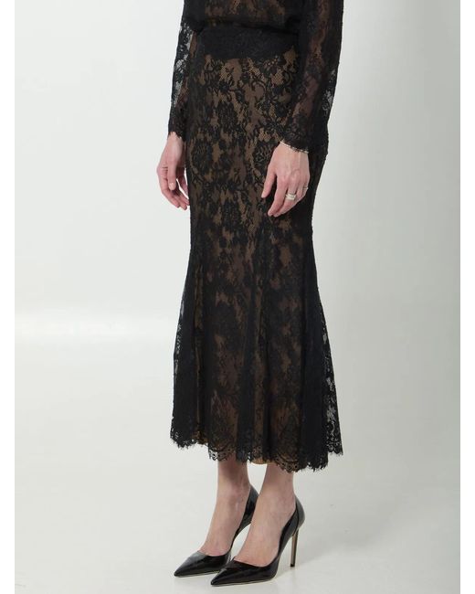 Self-Portrait Black Self Portrait Lace Midi Skirt