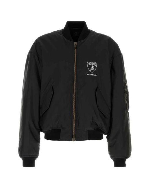 Balenciaga Black Nylon X Automobili Lamborghini Bomber Jacket for men