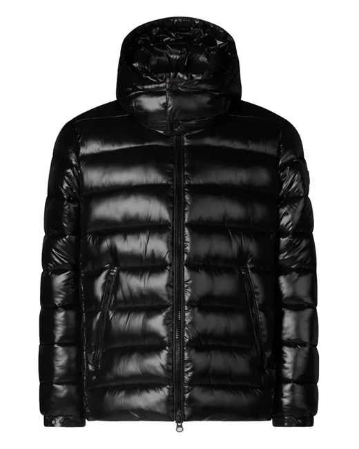 Save The Duck Black Florian Down Jacket With Lacquered Finish And Removable Hood for men