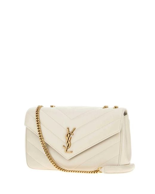 Saint Laurent Natural Ice Leather Medium Loulou Shoulder Bag
