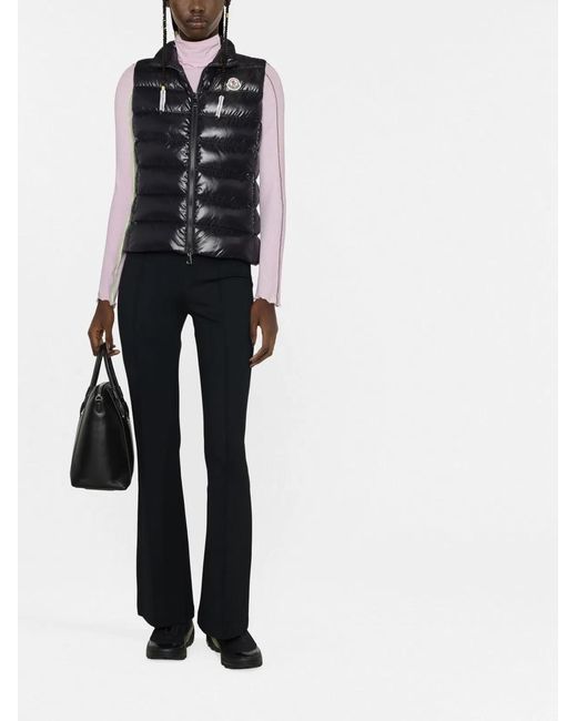 Moncler Black Stand-Up Collar Logo Patch Gilet