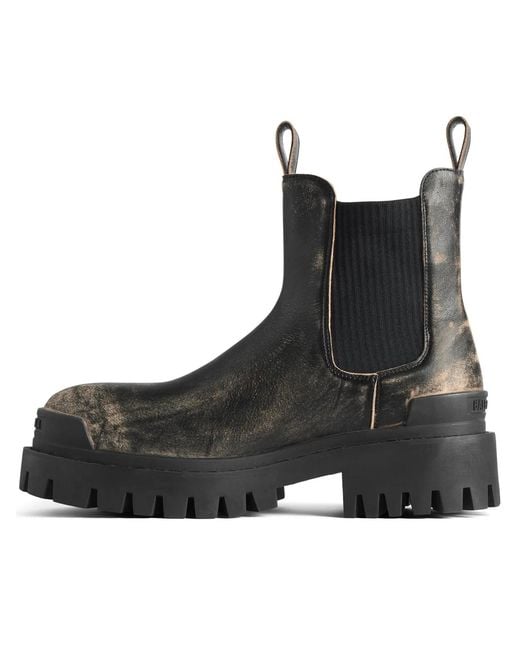 Balenciaga Black Strike Chelsea Calfskin Boots for men