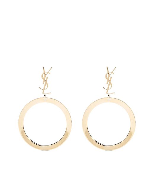 Saint Laurent White Cassandre Drop Earrings