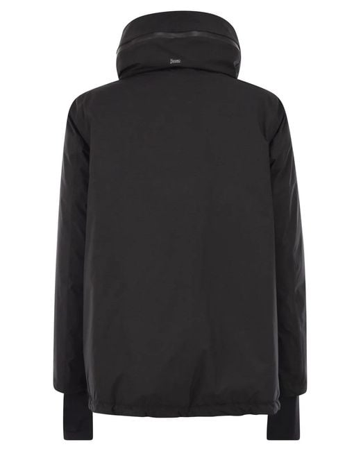 Herno Black A-Shaped Down Jacket With Hood, 2 Layers