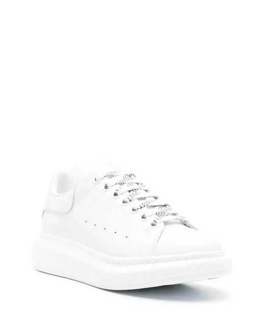 McQueen White Lace Up Logo Sneakers