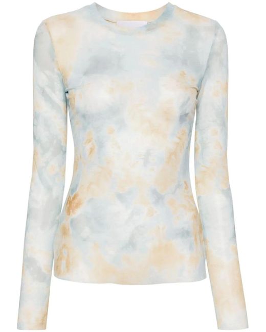 Erika Cavallini Semi Couture Blue Long Sleeve Printed T-Shirt