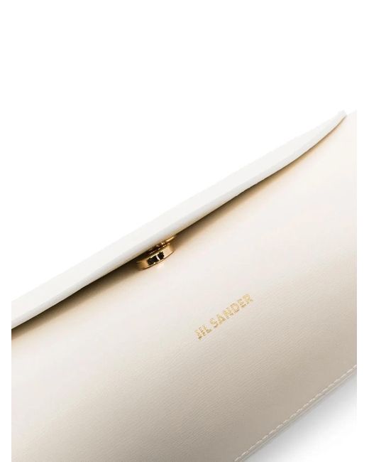 Jil Sander White Cannolo Small Leather Shoulder