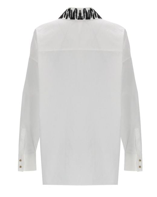 Max Mara White Camicia Con Dettaglio Strass