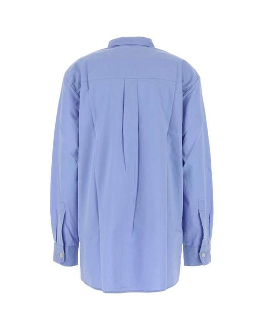 Tekla Blue Cerulean Poplin Oversize Pyjama Shirt